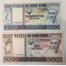 CABO VERDE 1977 . FIVE HUNDRED 500 and ONE THOUSAND 1,000 ESCUDOS BANKNOTES . SPECIMEN